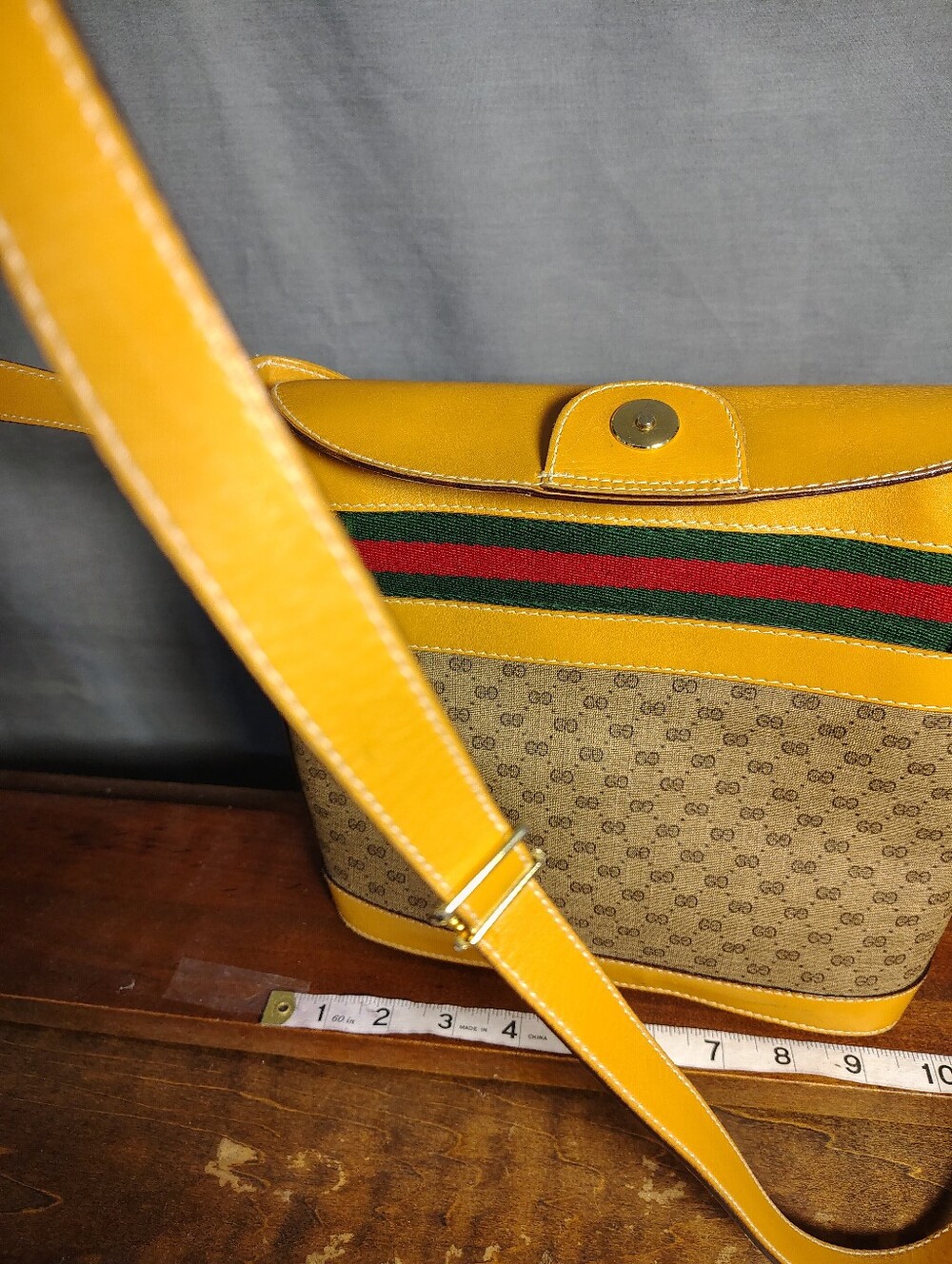 Gucci Yellow Leather and GG Canvas Crossbody Bag - Picture 13 of 13